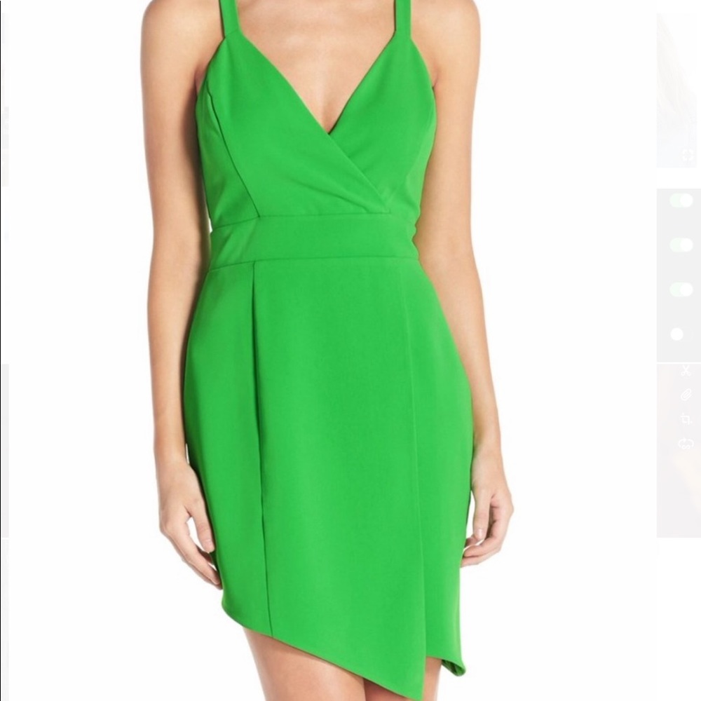 Greylin Cut Out Green Asymmetrical Dress